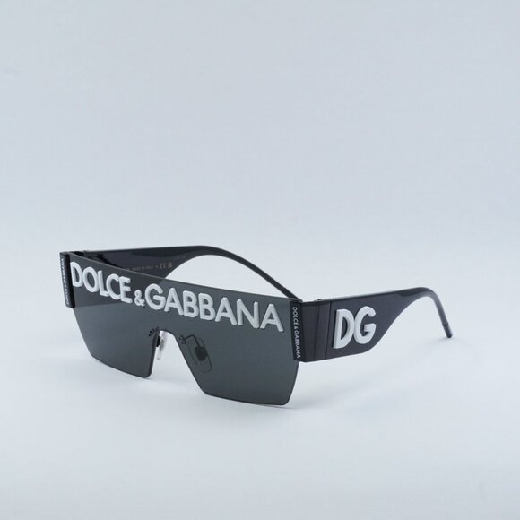 Dolce & Gabbana DG2233 01/87 Sunglasses Black Shield Frame, Grey Lenses main image 7